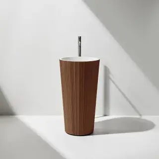 Antonio Lupi Plisse Раковина 47х85 см, без отв., напольная, слив в пол, с сифоном, донным клапаном и шлангом, Flumood, внешний цвет: Copper powder, внутри белый