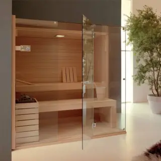 Effegibi Sky Corner 80 Био-Сауна 200x180x201см, угловая DX, цвет: канадский хемлок