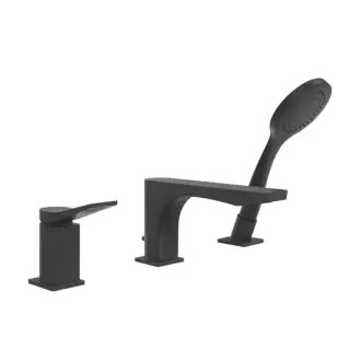 Gessi Rilievo Смеситель на борт ванны на 3 отв, с убирающаяся душевой лейкой, цвет: black XL