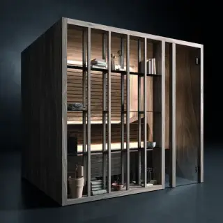 Effegibi Yoku S Shelf Сауна 174x170х214см, угловая DX, цвет: черный орех