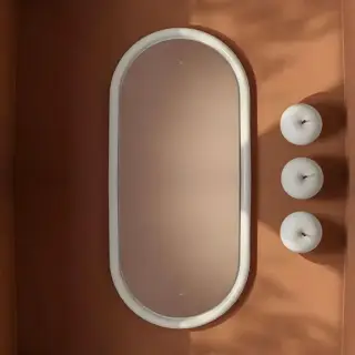 Artceram Milano Зеркало 55х100 см в керамической раме с LED-подсветкой и сенсорным выключателем, цвет: белый матовый