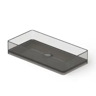 Dea Design Washbasins Раковина 80х40х14.5см., накладная, без отв., Glasstech, прозрачная смола, цвет: Smoky Black R4