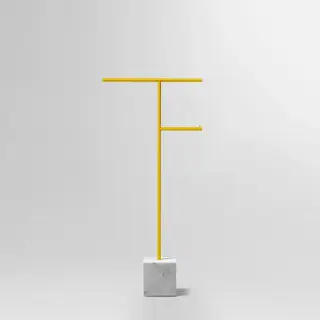 Antonio Lupi Bivio Стойка напольная 65см., с полотенцедержателем и держателем туалетной бумаги, база из мрамора Carrara satinato, цвет: Mostarda goffrato