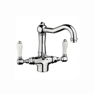 Nicolazzi P.M.Blanc Смеситель для раковины с 2мя ручками, на 1 отв., с донным клапаном, излив 165мм, цвет: хром