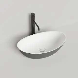 Salini Noemi Раковина накладная 56х34х15см., без отв. под смес, без перелива, мат-л: S-Stone, матовый, цвет: RAL 9011