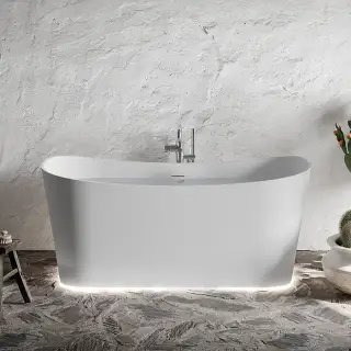 Novellini Ship Ванна пристенная 160х90х62см., со смесителем, с донным клапаном click-clack, novotech, цвет: белый матовый