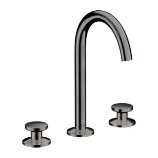 Axor One Смеситель для раковины Sel 170, на 3 отв., круглая ручка, с донным клапаном Push-Open, цвет: полированный черный хром