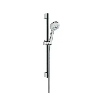 Hansgrohe Crometta Multi Душевой набор: штанга 65см., ручной душ 100, 3jet (Rain, Turbo Rain, массажная), шланг, цвет: белый/хром