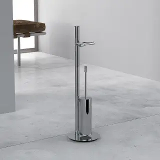 Colombo Isole Piantane Стойка с аксессуарами, туалетный ёршик, с держателем для т/б h:75см, цвет: хром