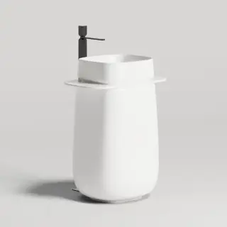 Salini Oriente Totem Раковина напольная, 70х49х90см, S-Sense, декор.накладка на слив, выпуск, сифон, цвет: белый матовый