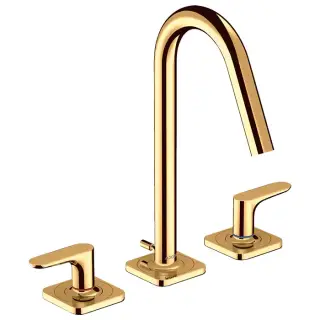 Axor Citterio M Смеситель для раковины, на 3 отв., излив: 13.5см, с донным клапаном, цвет: полированное золото
