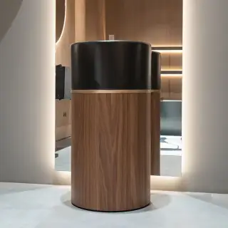 NOORTH milldue edition Roma I Раковина напольная Ø45x88cм., слив в пол, цвет: Nero opaco/Noce Canaletto/Oro