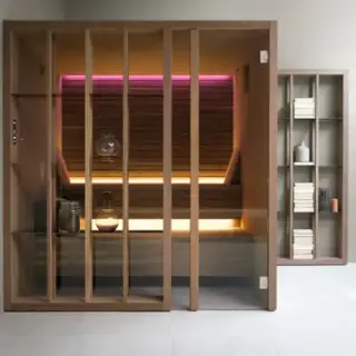 Effegibi Yoku S Shelf Био-Сауна 174x132х214см, угловая DX, цвет: термообработанная древесина