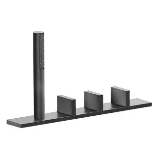 Fantini AK/25 Смеситель для ванны, набортный, 4 отв., без излива, цвет: Matt Gun Metal PVD