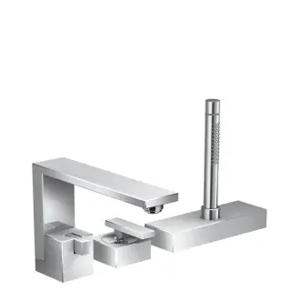 Axor Edge Смеситель на борт ванны, на 3 отв., с ручным душем, излив 210мм, алмазная огранка, цвет: хром