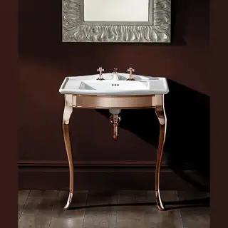 Devon&Devon Lady Декоративная структура 69.5х50см, с раковиной на 3 отв., напольный, цвет: золото/белая