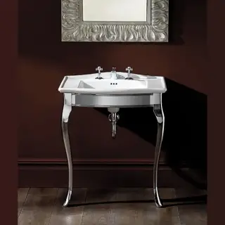 Devon&Devon Lady Декоративная структура 69.5х50см, с раковиной на 3 отв., напольная, цвет: хром/белая