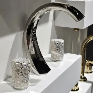 Смеситель для раковины THG NIHAL IVORY PORCELAIN U2N.H55.151 цвет-никель PVD