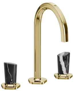 Смеситель для раковины Jorger SHADÓ 635.30.300.041-52 цвет-матовая латунь, ручки-черный мрамор