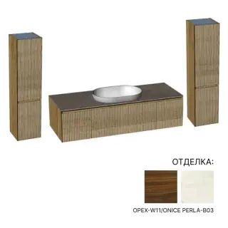 Комплект мебели с раковиной Verona Style MY TIME Z.MY042.150.80.W11+TL052.150.В03.HKS.HKZ+B6O61BI+FI024BI+Z.MY53.35L.W11*2 орех-W11/Onice Perla-B03