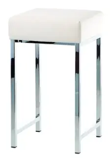 Табурет для ванной комнаты 30*30*h52, структура - хром, сиденье - белая экокожа