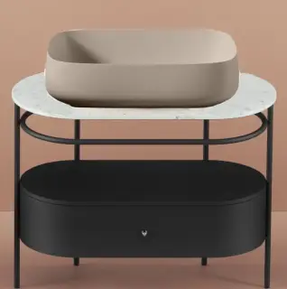 Консоль для ванной комнаты Art Ceram FLAIR 4.0 ACA068.17+ACM038.52+COL009.41;00+TFA010.47+ACA038.41;00 black matt/platino (RAL7036)/marrone matera opaco