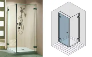 Ограждение в нишу Duka Pura 5000 TW 1L 1000 CSH A10 Protect хром глянцевый (CSH) /стекло прозрачное (A10) protect, 6 мм, ручка - aura (G02)