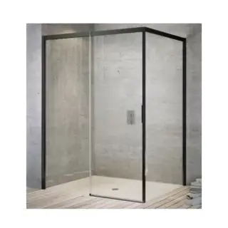 Ограждение в нишу Duka Aqua R 5000 QTW2 R 1200 SCH AQB10 PCA + QW2 L 900 SCH AQB10 PCA прозрачный с антрацитовой шелкотрафаретной печатью по верхнему краю стекла, профиль черный, покрытие ProCare