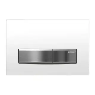 Клавиша двойного смыва, края без рамки, 24*h16, хром/белый