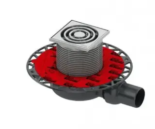 Трап горизонтальный, в комплекте с сифоном, гидрозатвор, декор.решетка 10.5*10.5, производительность 0,8-1,17 л/с полиров.нерж.сталь