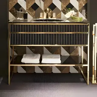 Консоль для ванной комнаты Oasis ACADEMY 0AC1CP1084530110OR рама золото, декор ribbed G556 черный лак