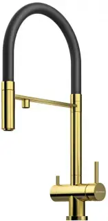Смеситель для кухни Omoikiri Kanto 4994014 цвет светлое золото, гибкий съемный шланг черный