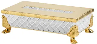 Контейнер для салфеток Cristal&Bronze CRISTAL TAILLE “LOSANGE” CISELÉ FS09C-C13-662 Clear crystal/Polished Soft Gold C13