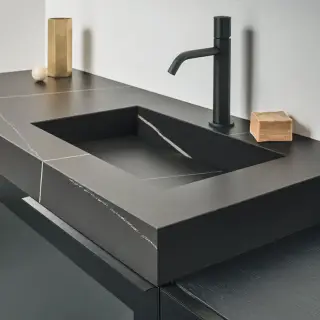 Топ с литой раковиной DX с 1 отв. под смеситель 120*50.5*8h GRES AZALAI NEGRO-DY