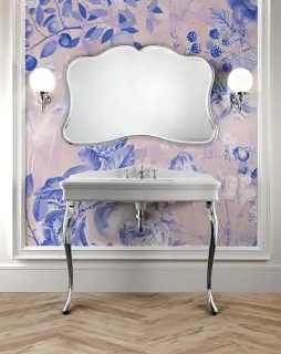 Консоль для ванной комнаты Devon&Devon Colette Consolle DECOLETTEBI1FGCR столешница с 1 отв. - керамика, цвет белый, ножки - хром