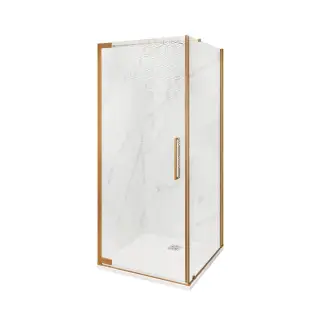 Ограждение в нишу Vismara Vetro Flare F FA 04 340 890 2000 S + F FF 04 340 890 2000 D стекло прозрачное/c декором P70, профиль matt copper