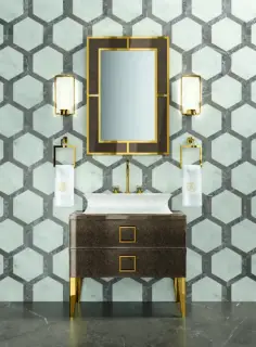 База под раковину Oasis Daphne 0DPRP2005052085 VC + 0DPRFIA05052000 VC + 0DPHMNG01203012OR + 0DPHPDN02209009OR стекло с декором VC75 SAFFIANO