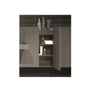 Шкаф подвесной с LED подсветкой 4000K 2 дверки, с топом, с трансформатором 72*18*119h GRIGIO SMOG LUCIDO-715