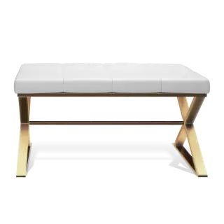 Банкетка для ванной комнаты Decor Walther BENCH 0509683 цвет-gold matt PVD/эко-кожа белая