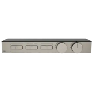 Термостат Gessi HI-FI SHELF 63024#149 FINOX BRUSHED NICKEL, полочка-черное стекло