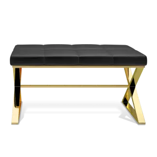 Банкетка для ванной комнаты Decor Walther BENCH 0509627 цвет-gold PVD/эко-кожа черная