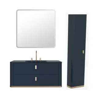 Комплект мебели с раковиной Milldue TAILOR 7583+7555*2+7518+2474+7646+7649+7647*2+7519 Dx+7799 special laccato zaffiro lucido, топ vetro inntegrato zaffirro, ручки и профиль oro laccato satinato