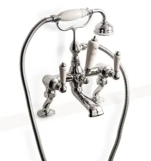 Смеситель для ванны Devon&Devon Dandy MARF40BCR хром, ручки-белая керамика