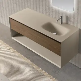 Комплект мебели с раковиной Oasis Smartcode 0SMCP6305451140.0 + 0LVBMBV00000020 + 0ACTSFS00000000 M164 Opaco Lino/Front.N0002 ACORN/столешница V764S Lino SATINATO