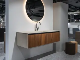 Комплект мебели с раковиной Milldue SINTESI 8366*2+ZGL1*2+9041.DX+9041.SX+8362+4249+2944 front noce canaletto 7474/handle lacc. nero 302