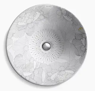 Раковина KOHLER EMPRESS BOUQUET K-14223-SMC-0 цветочная графика на белом фоне