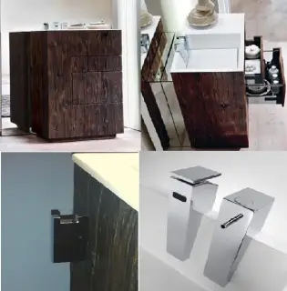 Комплект мебели с раковиной Milldue Touch 2916+9612+9613+9221+9637 abete black, хром