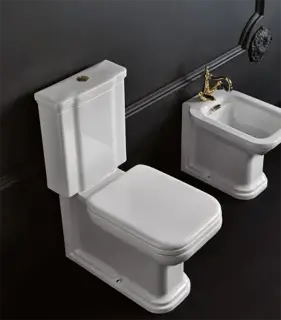 Унитаз Kerasan Waldorf 411701 + 418801 + 418101 + 750990 орех, хром / керамика, цвет белый