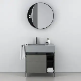 Комплект мебели с раковиной Cielo Narciso Mini NASTM.CM+NACL.CM+NABOX.CM+NALAMSX.BR+NAPL.CM CEMENTO/ раковина SX BRINA