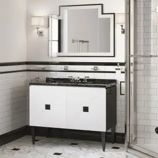 Комплект мебели с раковиной Devon&Devon JETSET JETSET A + SWINDON основание Black, дверки Pure White, столешница NERO MARQUINHA